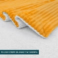 thumbnail image 3 of PAVILIA Reversible Sherpa Fleece Throw Blanket Yellow Mustard, Plush Flannel Throw, Ultra Soft Warm Ribbed Microfiber Blanket for Sofa Couch Bed, Luxury Thick Striped Blanket, Yellow, 50x60, 3 of 7