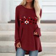 thumbnail image 2 of DPTALR Femme T-Shirt à Col Rond à Manches Longues Automne Saint-Valentin Imprimé Blouse Ample Hauts, 2 of 5