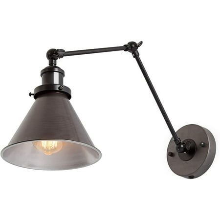 

Gold Wall Sconces Glass Swing Arm Wall Lamp Adjustable Plug-in or Hardwire Light Fixture