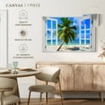 thumbnail image 4 of Elephant Stock Window To Holiday Beach Wall Art - Horizontal Canvas Wall Art - Living Room Wall Decor - Beach Canvas - Blue And White Decor - 51" x 34", 4 of 4
