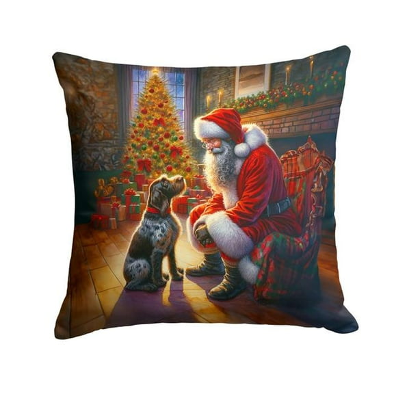 Carolines Treasures DAC4116PW1414 14 x 14 in. German Wirehaired Pointer & Santa Claus Throw Pillow