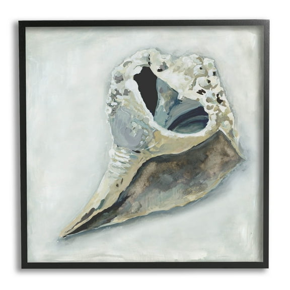 Stupell Industries Nautical Conch Seashell Painting Black Framed Art Print Wall Art, Design by Erica Christopher