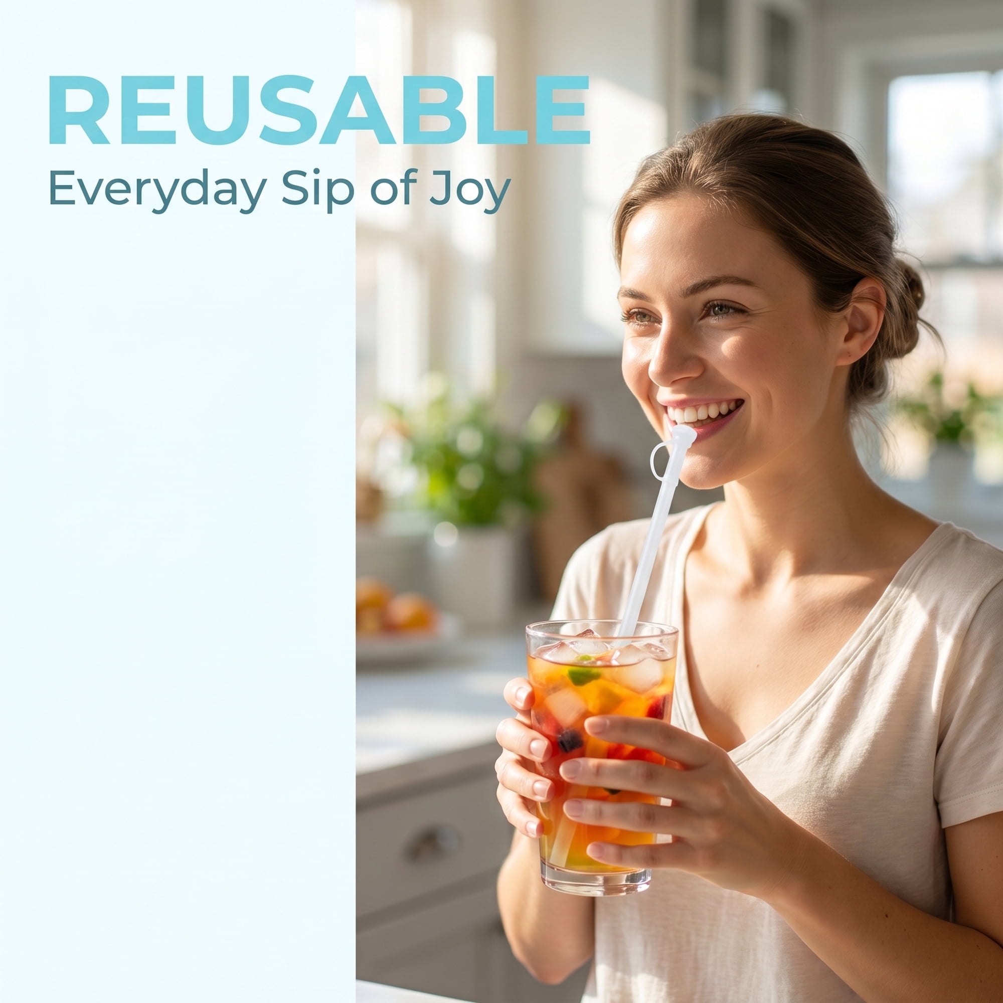 Unique Bargains 8Pcs Reusable Durable Silicone Dishwasher Safe Straws Transparent