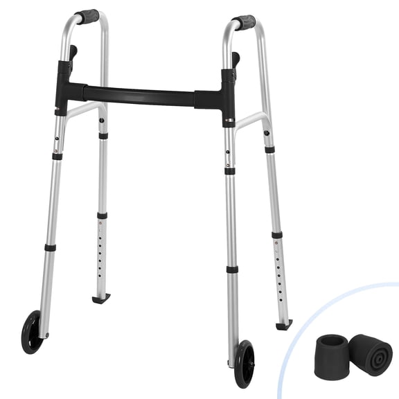 Naipo Folding Walkers for Seniors,Lightweight Mobility Walker with Trigger Release and Glide Skis,Silver