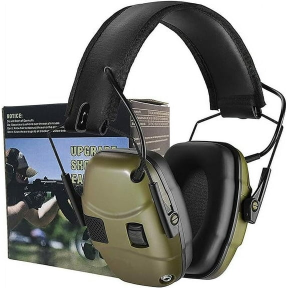 GUCHO Electric Hearing Protection Earmuffs for Hunting, Mowing, Welding - Adjustable, 22 dB Noise Reduction, Green