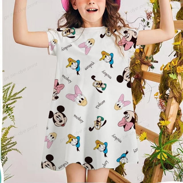 Vestido de niña, vestido de verano para niña, vestido de princesa para niña de 2 a 12 años, vestido informal con estampado de Donald, precio bajo para mujer 5T heqiyong CONDUJO