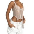 thumbnail image 2 of Coduop Women's Sexy Sleeveless Corset Tank Tops V Neck Hollow Out Bustier Crop Tops Camisole, 2 of 5