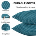 thumbnail image 5 of Outdoor Waterproof Throw Pillow Covers Set of 2 Peacock Blue Lines Decorative Pillowcases Square Outdoor Pillows Cushion Case 18x18 Inch Abstract Waves Striped Patio Pillows for Couch Sofa Bed, 5 of 9