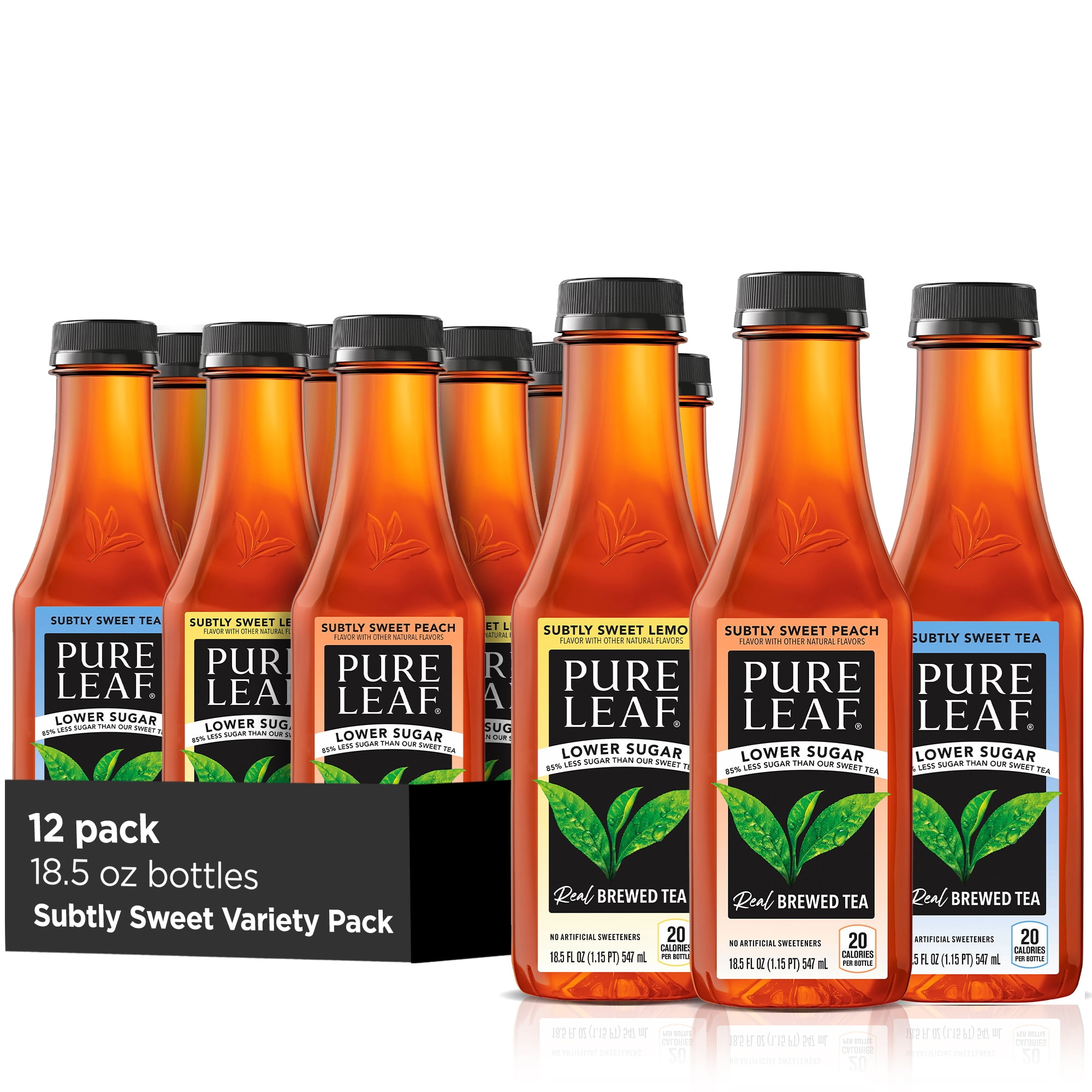 Pure Leaf, Subtly Sweet Tea, 3 Flavor Variety Pack, 18.5 oz, 12 Pack
