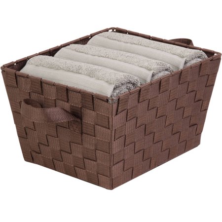 Raffia Woven Tote - Honey Can Do Large Woven Tote Bin with Straps, Brown