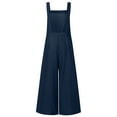 thumbnail image 2 of Aayomet Workout Jumpsuits For Women Women's Sleeveless Overalls Jumpsuit Casual Solid Summer Wide Leg Bib Pants Bottons Wide Leg,Navy 4XL, 2 of 5