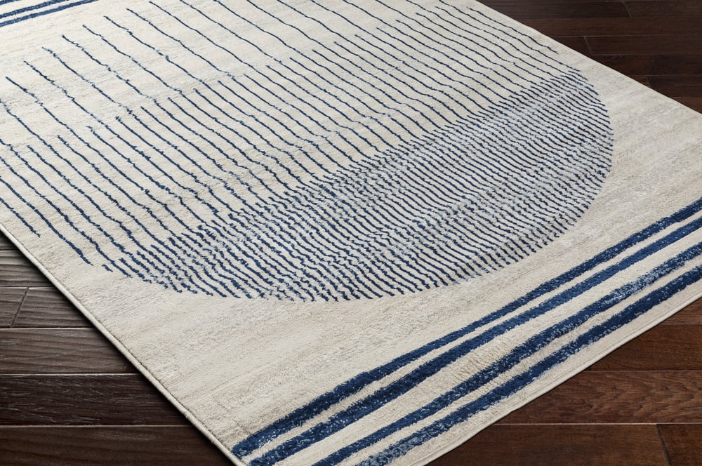 Livabliss Area Rugs for Living Room, 7ft Round Floransa Modern Cream Round Rug, Bedroom Dining Room Home Decor Stain Resistant Carpet (6'7" x 6'7")