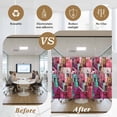 thumbnail image 5 of Abstract Red Window Privacy Film, Painting Buildings Geometric Color Block Static Cling UV Sun Blocking Heat Control Window Tint Day and Night, Non-Adhesive One Way Privacy Cover 29.5''x78.7'', 5 of 7
