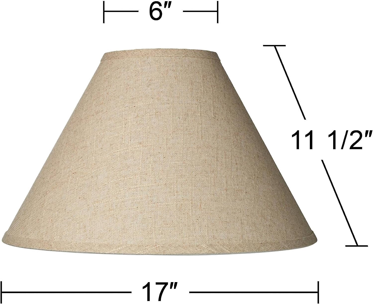 Set of 2 Empire Lamp Shades Fine Burlap Beige Large 6" Top x 17" Bottom x 11.5" High Spider with Replacement Harp and Finial Fitting -