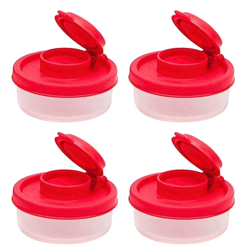 Salt and Pepper Shakers Moisture Proof Salt Shaker with Red Covers Lids Plastic Airtight Spice