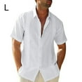 thumbnail image 4 of Maoww Traveling Casual Style Men's Button Down Shirt Summer Pool Party Solid Color Simple Design Slim Fit Tops Daily Clothes White L, 4 of 5