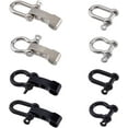 thumbnail image 1 of 8 juegos de 8 estilos de grilletes de aleación ajustables, negros y plateados, con cierre de anilla en D y 4 agujeros para hacer pulseras de paracord. Diámetro del agujero: 3 mm., 1 of 6