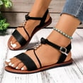 thumbnail image 2 of LOVZFMLL Women's Flat Sandals 2025 Summer Casual Fashion Open Toe Ankle Strap Buckle Falts for Outdoor Walking Beach Vacation Black 9.5, 2 of 6