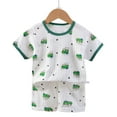 thumbnail image 4 of Gubotare Kids Pajamas Boys Toddler Boys Pajamas Short Sets Fire Truck Cotton 2 Piece Pjs Excavator Sleepwear Summer Clothes Kids Jammies Set Size 8-9T (Green,8-9 Years), 4 of 4