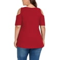 thumbnail image 7 of Cueply Plus Size Tops for Women Summer Short Sleeve Shirts Cold Shoulder Blouse Crewneck Tunic 1X-4X, 7 of 7