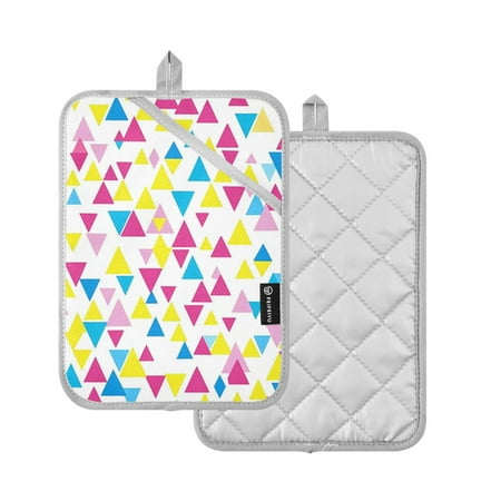 

2 Pcs Pot Holders Sets Oven Mitts Square Potholders Oven Hot Pads Heat Resistant for Kitchen Cooking Baking 7 x9.8 Multicolor Triangles