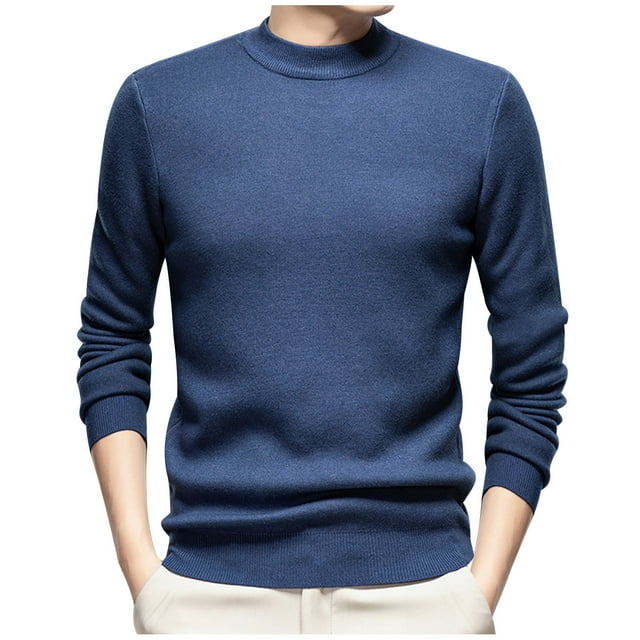 cfhntfmh Mens Crewneck Sweaters Winter Warm Fleece Long Sleeve Mock Neck Base Layer Pullovers Slim Thermal Knit Sweaters