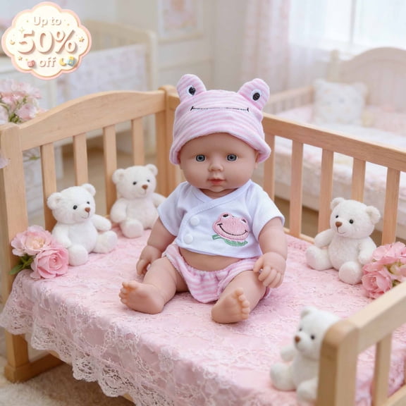 12inch Lifelike Reborn Baby Dolls with Accessories and Sound, Realistic Sleeping Doll with Outfit, Soft Mini Baby Toys Dolls for 1 Year Old, Christmas Stockings Stuffer Birthday Gift for Kids
