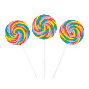 6-Pack Jumbo Swirl Fruit-Flavored Lollipops - 4" Pops on 7" Sticks, Individually Wrapped