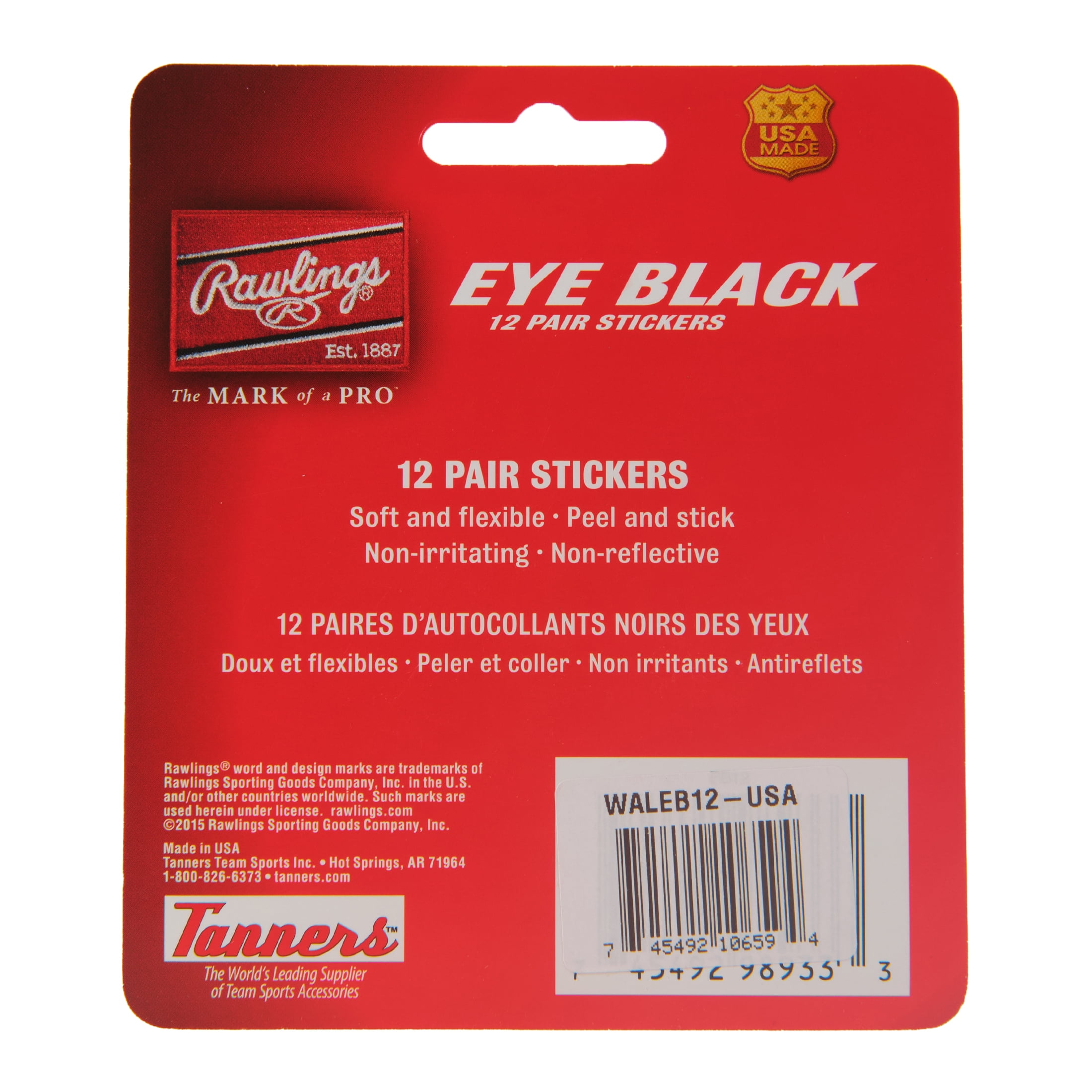 (3 pack) Rawlings Sporting Goods Eye Black Sticker USA