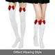 thumbnail image 3 of Calcetines blancos hasta el muslo, calcetines blancos opacos hasta la rodilla para mujer, calcetines blancos con lazo, leggings de satén hasta la rodilla con lazo para mujer, 3 of 7