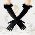 thumbnail image 2 of Fgnfyis Women Long Opera Party Gloves 1920s Satin Style Stretch with Feather Trim for Themed Events And Black, 2 of 6