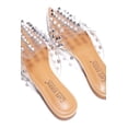 thumbnail image 2 of Cape Robbin Enny Mules Slip On Flat Sandals Clear Pointed toe Embellished Slides (Clear, 10), 2 of 4