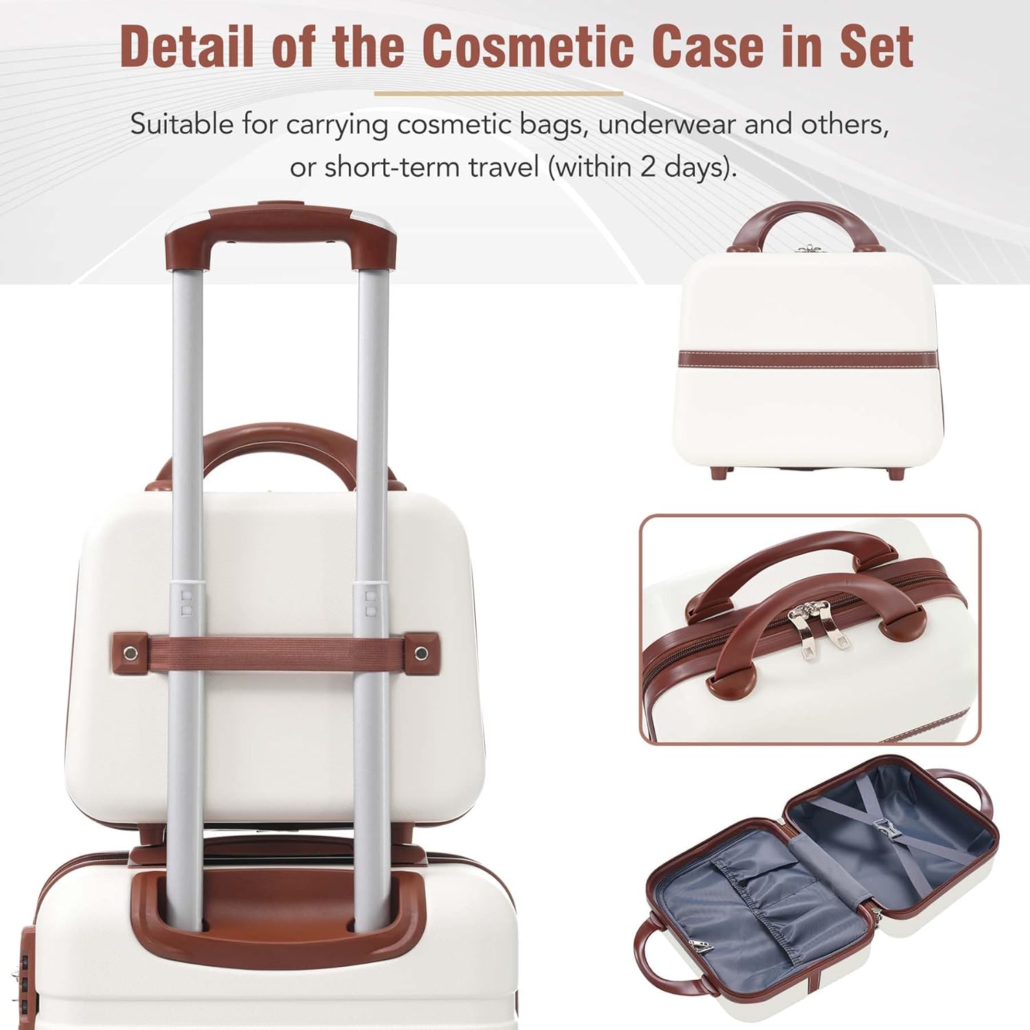 LuxyHoom 4 Piece Hardshell Luggage Sets with TSA Lock, Spinner Suitcase w Cosmetic Case, Lightweight ABS, 360° Wheels, Expandable Travel Business Luggage for Women, Men, Kids12",20",24",28" White