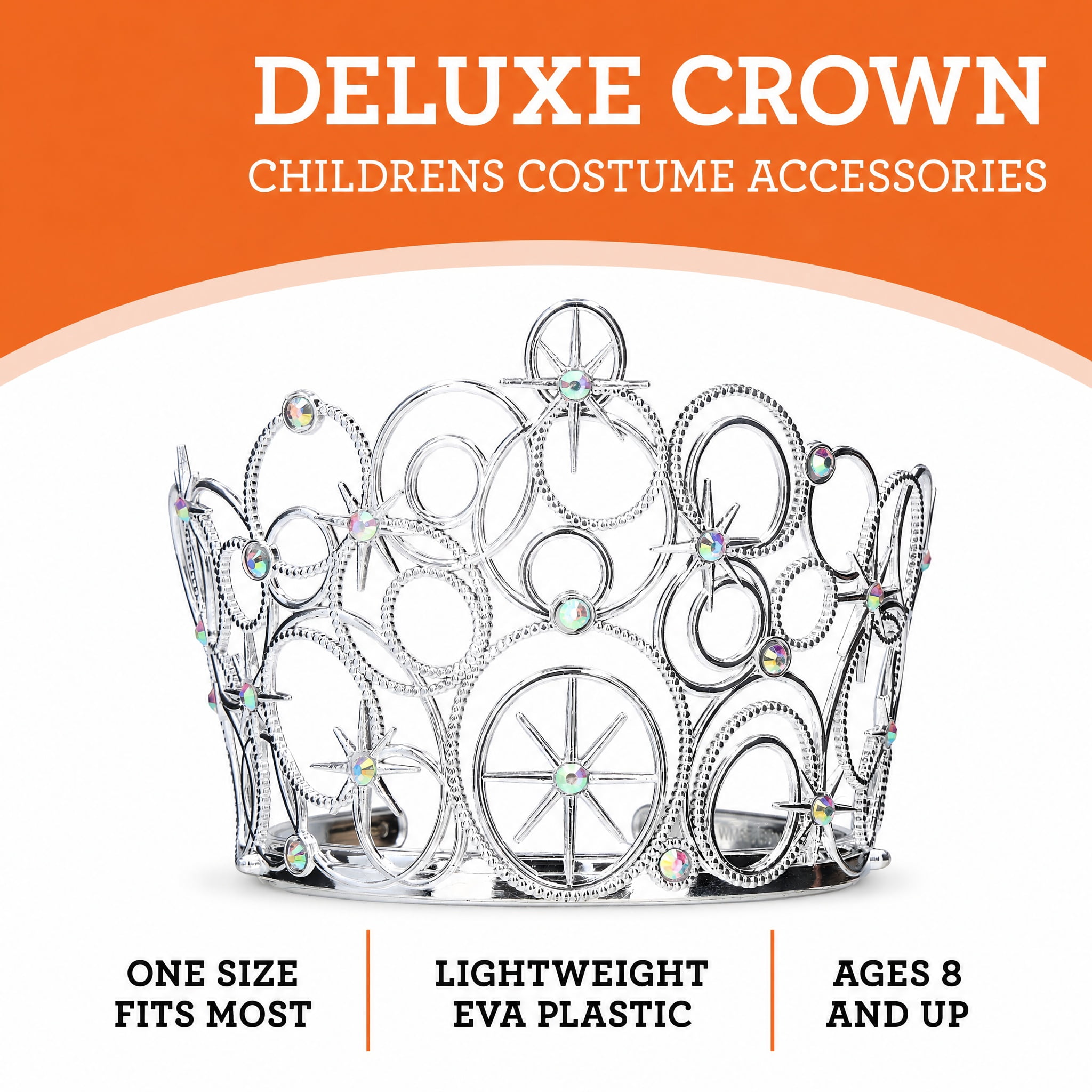 Deluxe Crown Costume Accessory for Adults, Silver, Halloween by Way To Celebrate