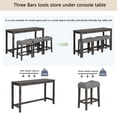 thumbnail image 6 of GZXS 4-Piece Bar Table Set with Charging Station, Counter Height Dining Set with 3 Cushioned Stools and Solid Rubber Wood Legs, 59" Long Pub Table for Small Dining & Work Areas (Dark Gray), 6 of 8