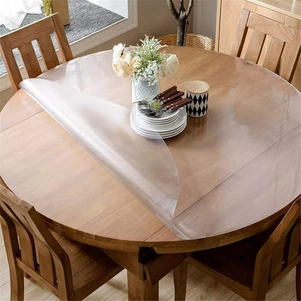 Upgraded Version Frosted Round Table Cover 60 Inches Protector No Plastic Smell Transpa Waterproof Tablecloth Vinyl Circle For Glass Marble Com Upgraded Version Frosted Round Table, Table Top Protectors Round