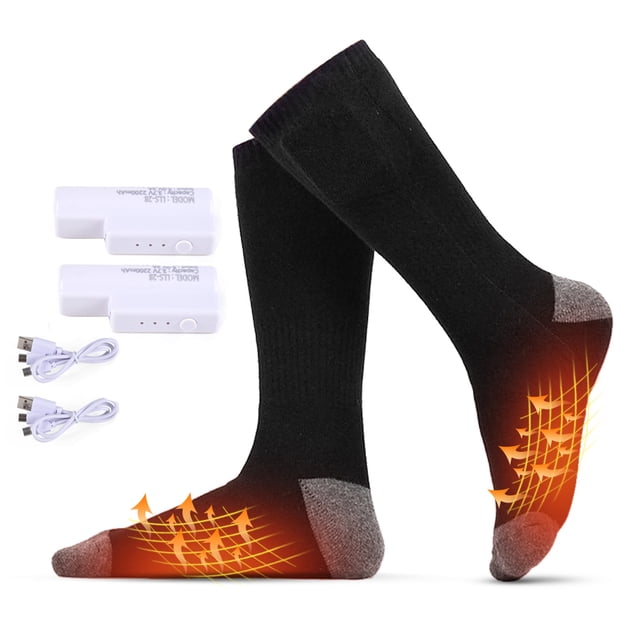 Winter Heating Socks Rechargeable Electric Heated Socks Battery Powered Cold Weather Cotton Socks with 3 Level Temperature Setting for Men Women Outdoor Riding Camping Hiking Fishing Skiing