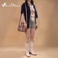 thumbnail image 2 of Montana West Mini Barrel Crossbody Bag Western Tooled Design with Buckle, Dark Pink, 2 of 6