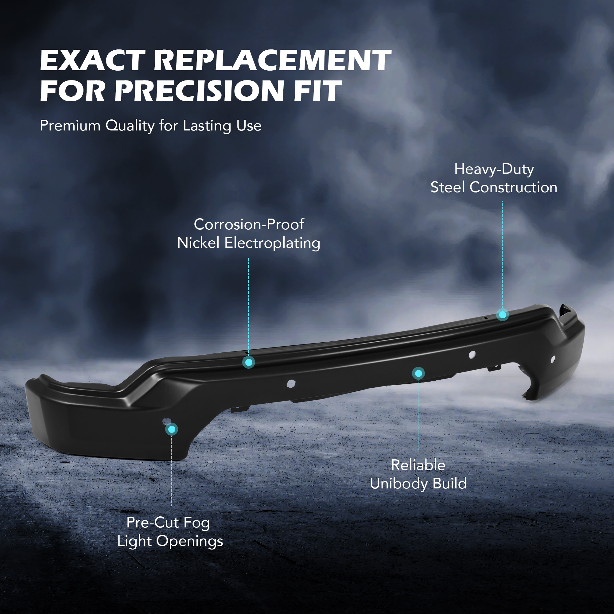 Front Bumper for 19-21 GMC Sierra 1500 with Parking Sensor Holes Black