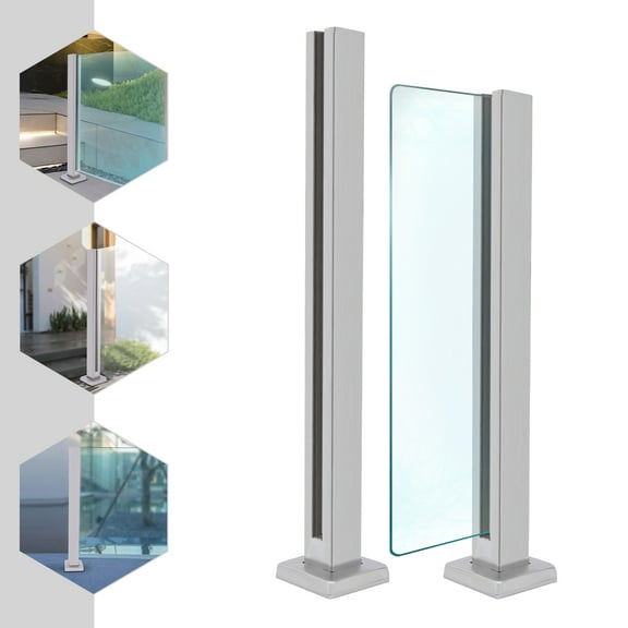 Wildnix Stainless Steel Railing with Glass Panel, 35.8-Inch High Post, Strong 220 lbs Load-Bearing Capacity, Rust-Proof, Easy to Clean for Residential and Commercial Use