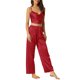 thumbnail image 4 of Pijamas de satén para mujer INSPIRE CHIC, con cuello de cowl, sin mangas, top corto, ropa de dormir con pantalones, conjunto de lounge de seda M rojo, 4 of 5