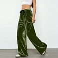 thumbnail image 5 of Simua Women's Solid Color Velvet Casual Pants - Elastic Stretch Waist Wide-Leg Straight Trousers with Side Pockets (S-XXL), 5 of 8