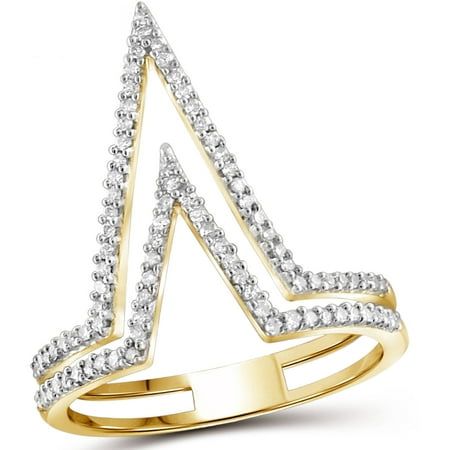 JewelersClub 1/4 Carat T.W. White Diamond 14kt Gold Over Silver Triangle Shape Ring