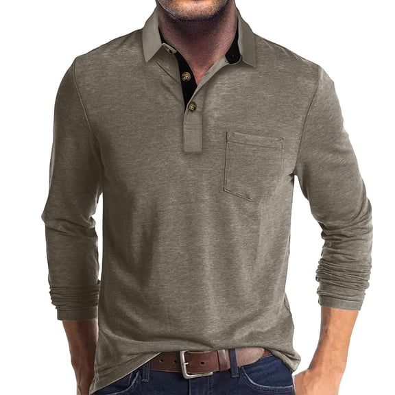 ZGRBOU Mens Casual Short Sleeve Henley Shirts Fashion Button Collared Basic T Shirts Classic Loose Golf Shirt with Pocket