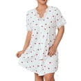thumbnail image 1 of Heart Print V neck Sleepshirts Short Sleeve Red and White Plus Size Nightgowns & Sleepshirts (Women's Plus), 1 of 4