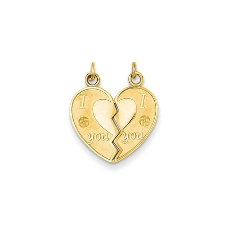 14k Yellow Gold I Love You Break Apart Heart Pendant Charm Necklace Special Person Fine Jewelry For Women Gift Set