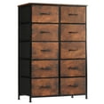 thumbnail image 1 of EDX Commode à 10 Tiroirs pour Chambre, Tour d'Organisation de Rangement en Tissu, Armoire, Brun Rustique, 1 of 9