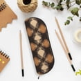 thumbnail image 7 of Leather Semi-Circular Storage Bag 7.5×2.6×1.4in Single Pocket Design Semi-Circular Shape Can Be Used As A Storage Pen Makeup Bag Sandybrown Buffalo Plaid Check Tartan Scotland_3, 7 of 7