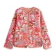 thumbnail image 4 of HH TRAF Otoño Mujer Estampado Empalme Cuello Redondo Chaqueta Algodón Abrigo Un Solo Pecho Manga Larga 3 Colores Cálido Bolsillo Chaqueta Superior Mujer, 4 of 5