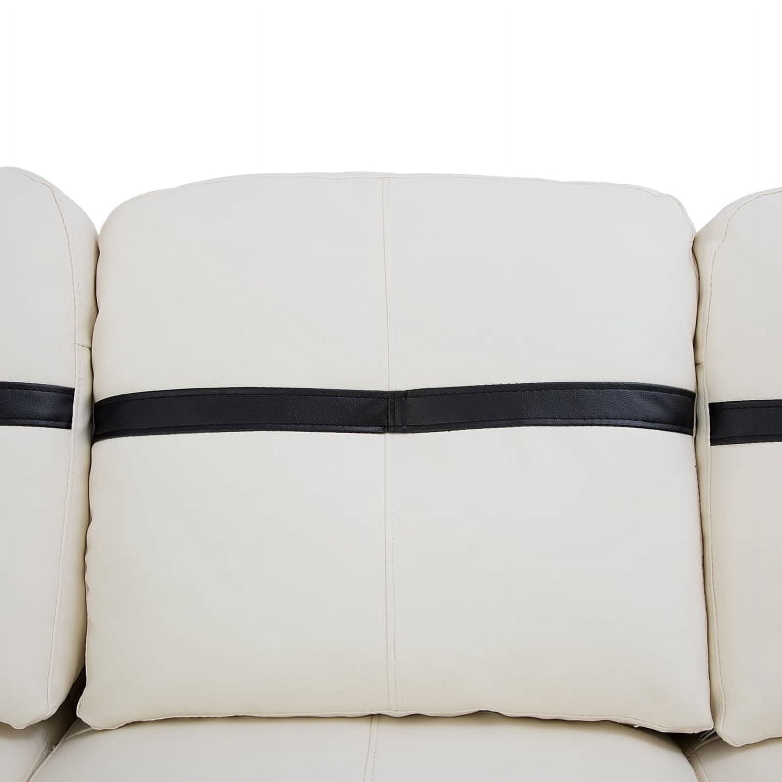 Irene Inevent 3-Piece Leather Sofa Set, Semi PU Synthetic Leather Couch Living Room Sofa Set for Bedroom, Apartment, Office, White And Black